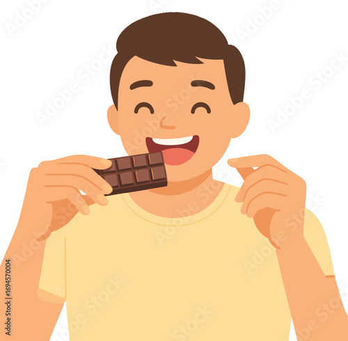 Man Eating Chocolate Bar