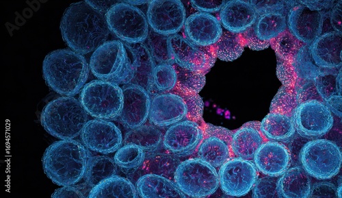 Microscopic view of biological tissue