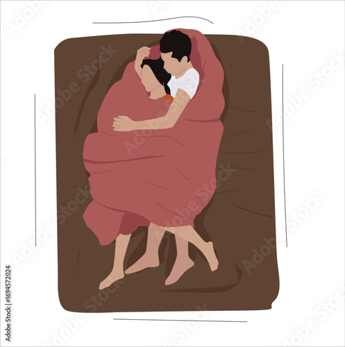 a couple sleeping on the bed