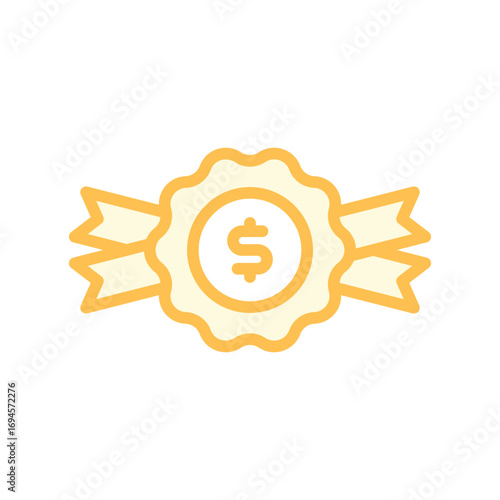 Dollar Badge duotone line icon , vector, pixel perfect, illustrator file 
