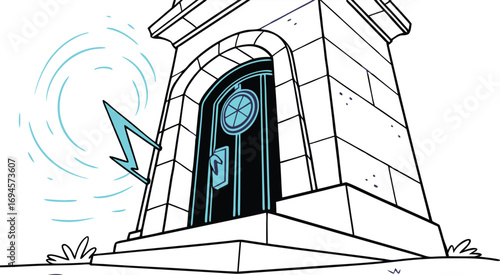 Mysterious portal beckons with glowing energy and ancient stone architecture, inviting adventure
