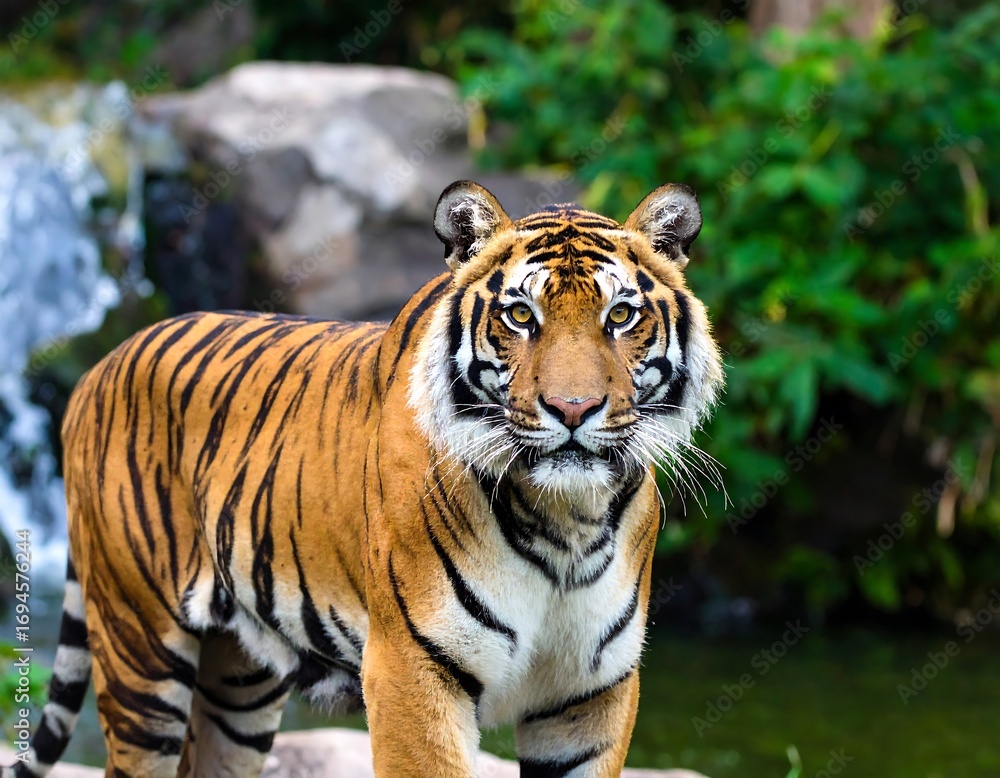 Fototapeta premium Tiger in a lush green jungle