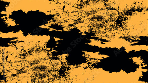 Horizontal distressed crack texture pattern with yellow and black grunge surface, abstract vintage wall design for retro overlays, posters, digital art, and textured backgrounds