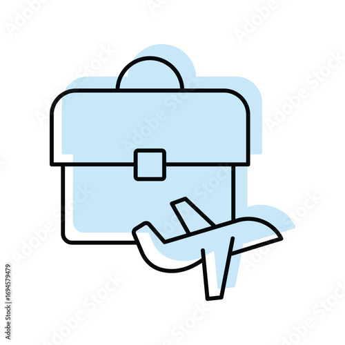 Business trip color shadow thinline icon , vector, pixel perfect, illustrator file 
