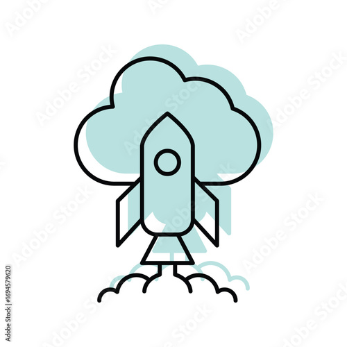 Cloud Launch  color shadow thinline icon , vector, pixel perfect, illustrator file 
