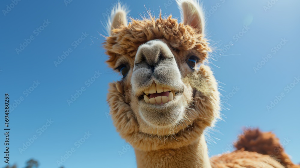 Fototapeta premium Alpaca with Grin, Humorous and Cute Animal Image