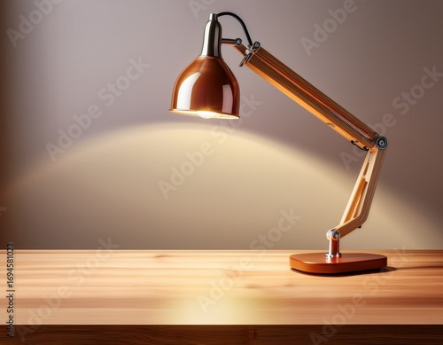 a modern desk lamp with a wooden base and adjustable arm perfect for home or office lighting