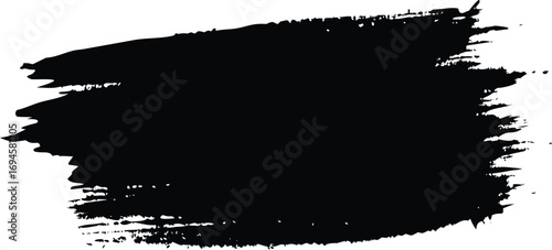 Abstract Black Paint Stroke on White Background, Grunge Texture, Illustration Art