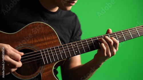 Acoustic Guitar Performance on Green Screen