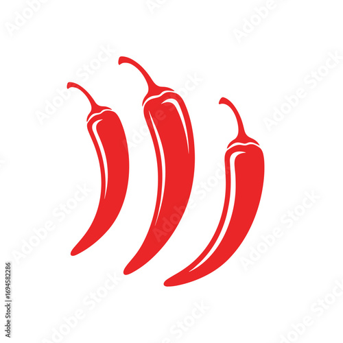 Three spicy red chili peppers graphic design illustration vibrant hot food ingredient