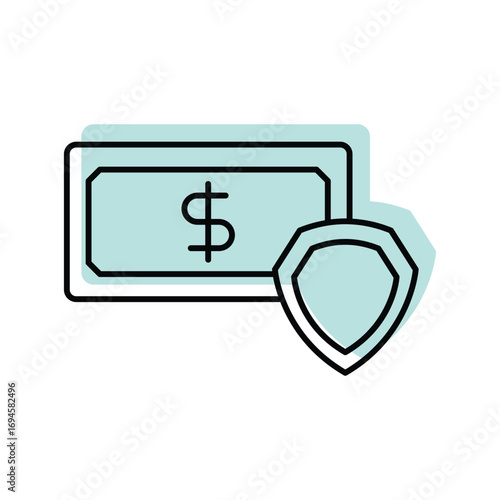 Secure Money color shadow thinline icon , vector, pixel perfect, illustrator file 

