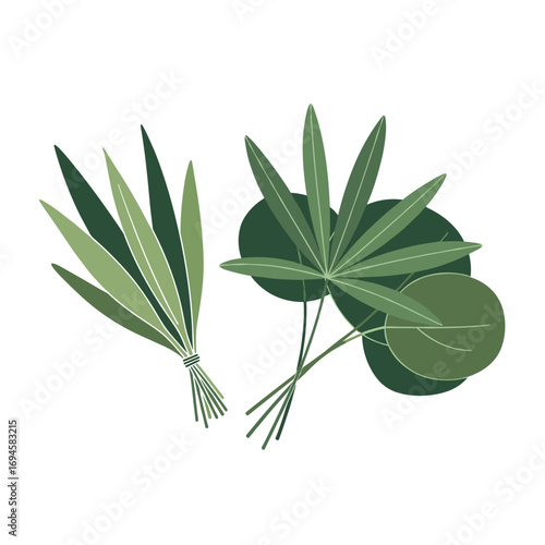 Greenery arrangement of fresh leaves and delicate stems