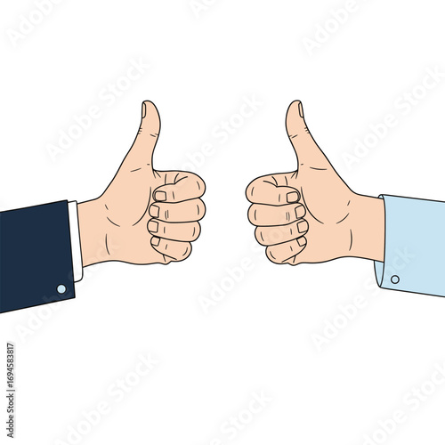 Two thumbs up gesture indicating agreement and approval in business