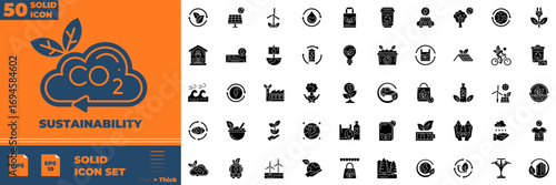 Sustainability Solid Icon Set.