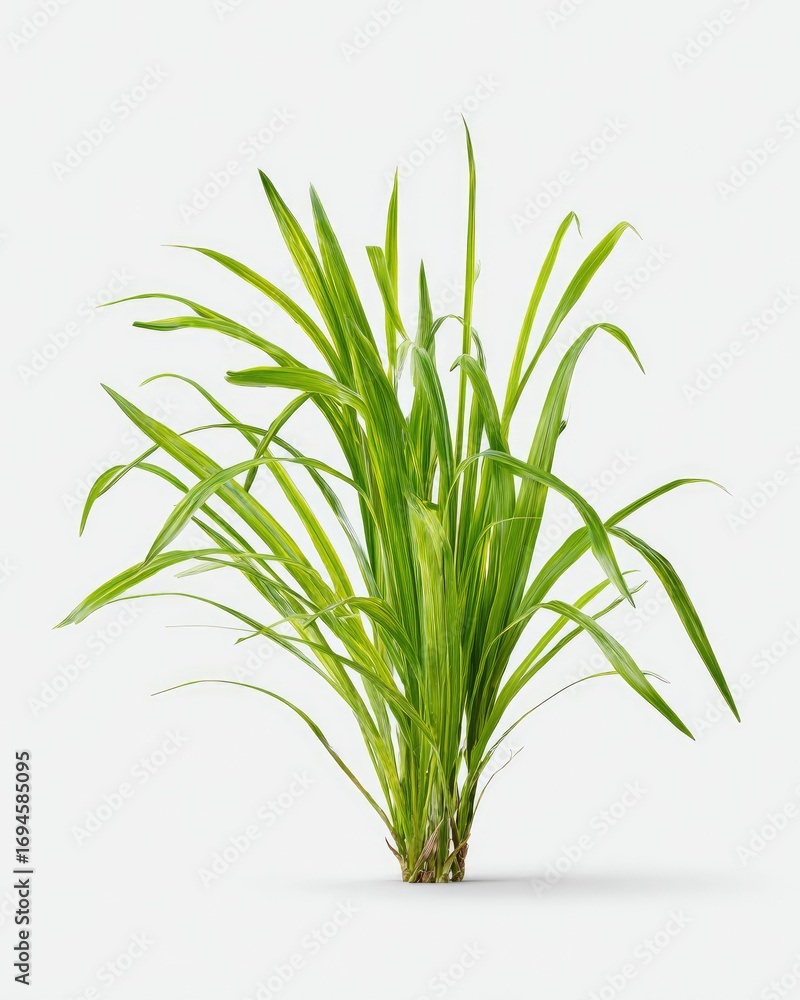 Fototapeta premium Lush green grass plant against white