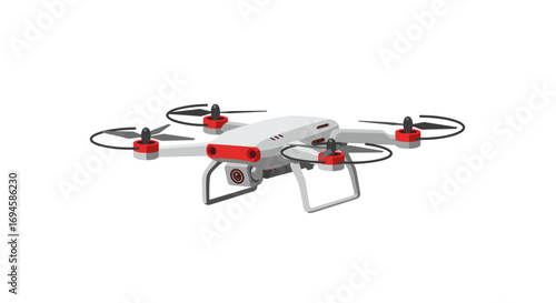 Modern quadrotor drone with camera in flat minimalistic style