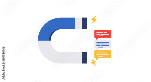 Magnet attracting colorful social media comments and conversations