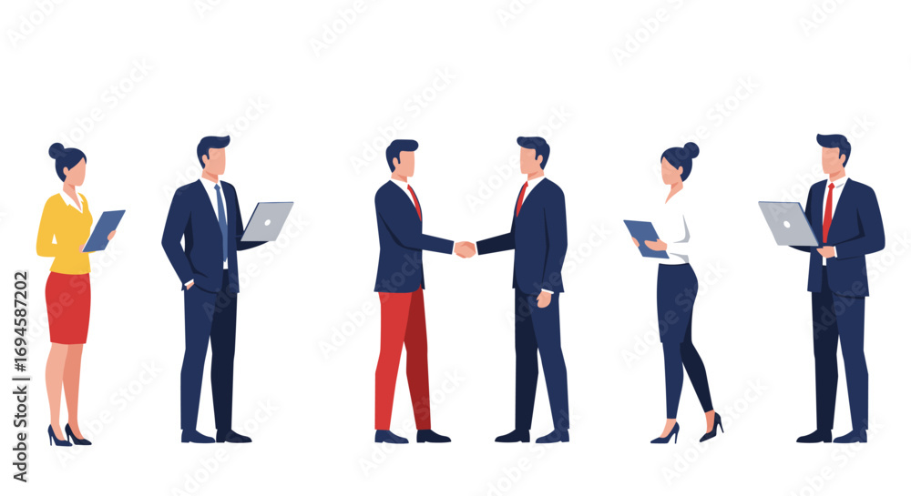 Naklejka premium Professional business people engaged in meetings and collaborations