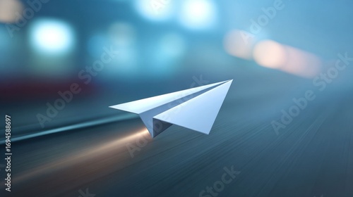 Wallpaper Mural Dynamic Paper Airplane in Motion with Blur Effect Against Abstract Background Torontodigital.ca