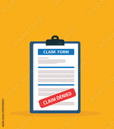 Clipboard claim form. Online claim form. Vector illustration.
