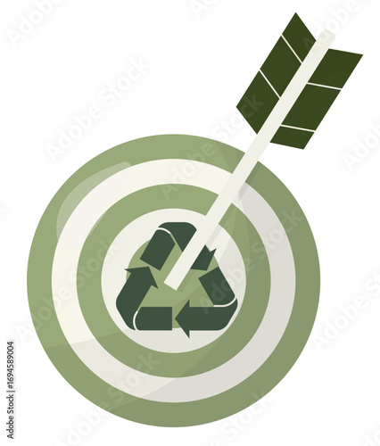 Recycling Target Goal Achievement Sustainability Objective isolated. Green business objectives achievement. Zero waste targets. Sustainable waste management goals. Flat style. Vector illustration