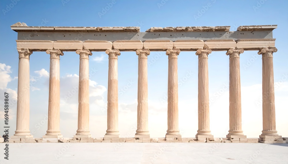 Fototapeta premium Ancient columns against a pale sky