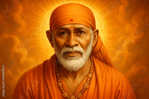 Sai Baba Serenity, a Divine Portrait of the Indian Spiritual Master.