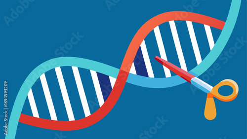 Editing DNA A closeup view of a DNA strand being edited with a pair of scissors symbolizing the precision of gene editing technology.