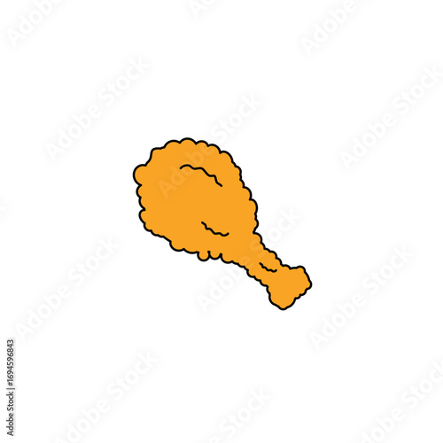 Icon Fast Fried Chicken in Linear Vector Illustration Isolated Design	
