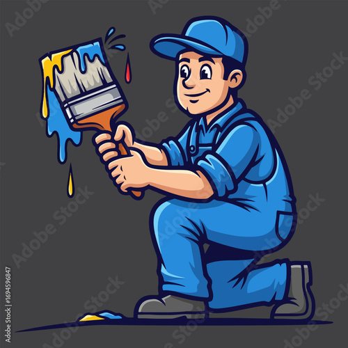 Vector mascot illustration of a painter
