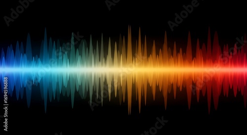 Wallpaper Mural Abstract Sound Wave Visualization A Colorful Spectrum on a Black Background, Minimalist Design Torontodigital.ca