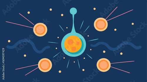 Energy Burst An illustration of skin cells receiving an energy boost from exosomes represented by glowing lines radiating outward from exosome particles to surrounding cells.
