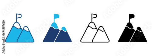 Mission Icon Set With Multiple Styles. Vector Illustration