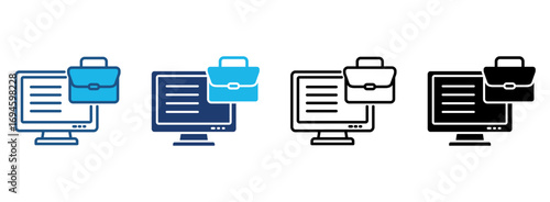 Online Job Icon Set With Multiple Styles. Vector Illustration