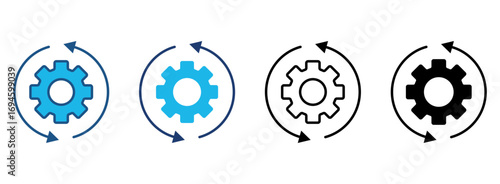 Processing Icon Set With Multiple Styles. Vector Illustration