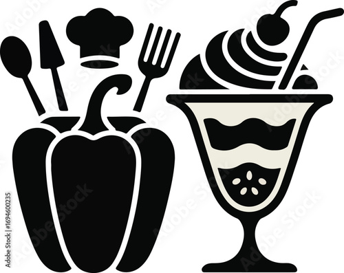 Ice cream and coffee chocolate dessert icons set vector illustration