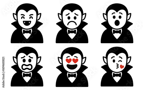 set character vampire with emotion vector
Vector set character with emotions joy, sadness, satisfaction, anger, love, kiss
