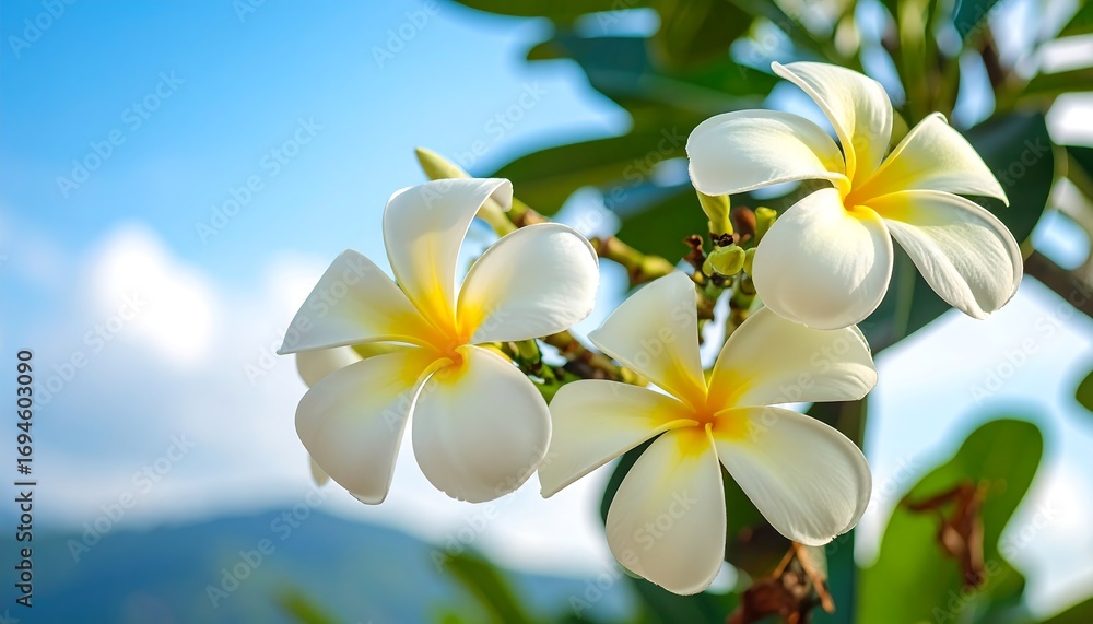 Naklejka premium Close-up of plumeria flowers