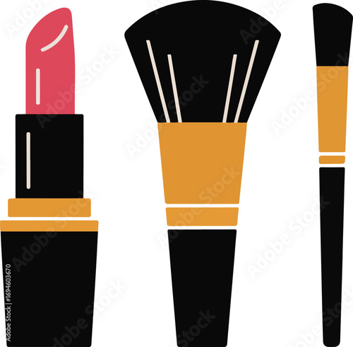 Cosmetic brushes set vector illustration with colorful isolated design