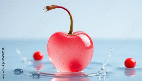 Close-up of a cherry inside a transparent glass heart