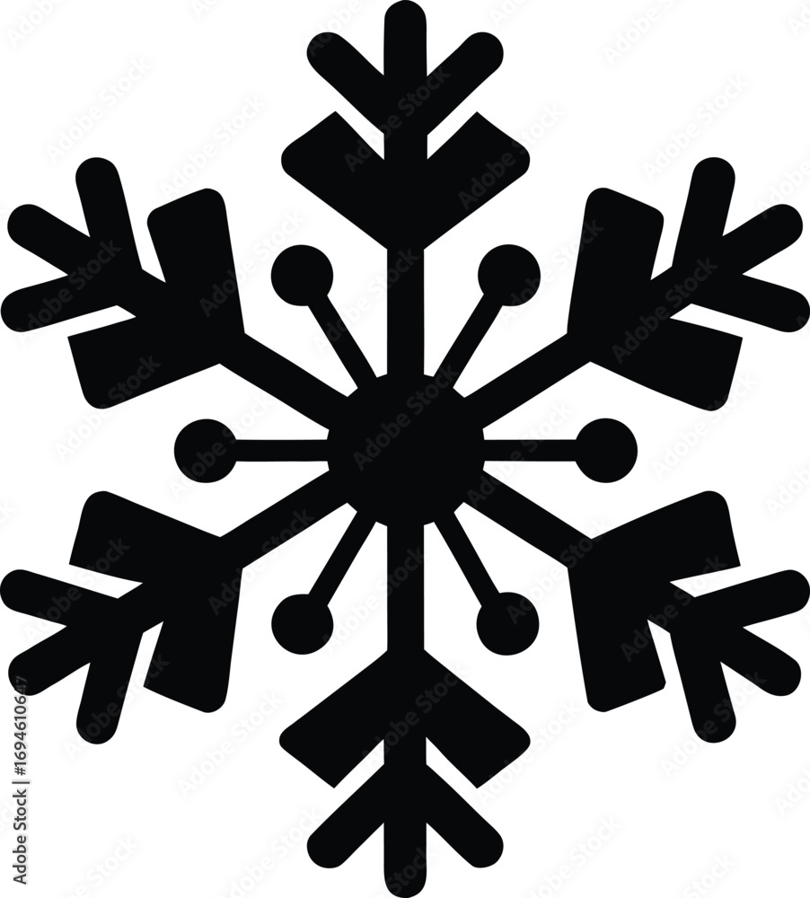 Obraz premium Black snowflake icon vector
