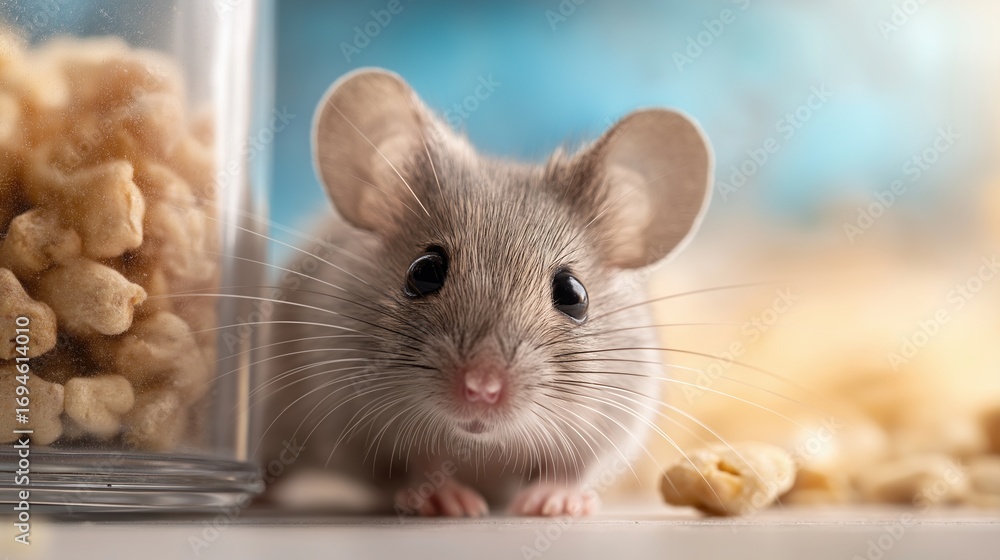 Fototapeta premium Cute Mouse Surrounded by Snack Treats