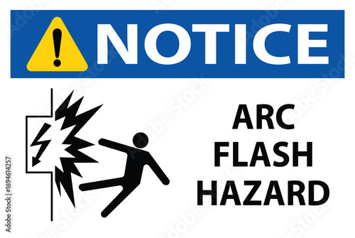 Caution Arc Flash Hazard sign, logo, badge, icon, sticker, label, emblem, stamp, symbol, black, line, flat vector, isolated illustration.