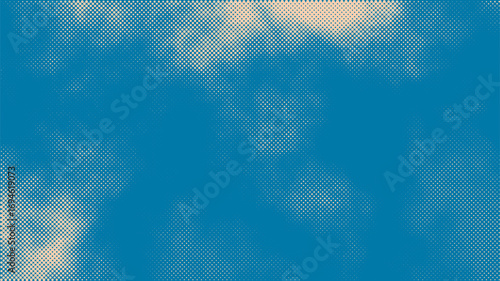Retro sky pattern. Abstract halftone grunge texture background image. Halftone vintage vector background. Blue sky in engraving style.