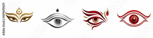Minimalist Durga eye symbol for design and decoration, clipart collection, vector, icons isolated on transparent background