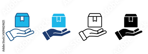 Package Icon Set With Multiple Styles. Vector Illustration