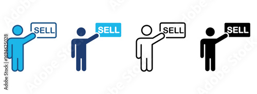 Sell Icon Set With Multiple Styles. Vector Illustration