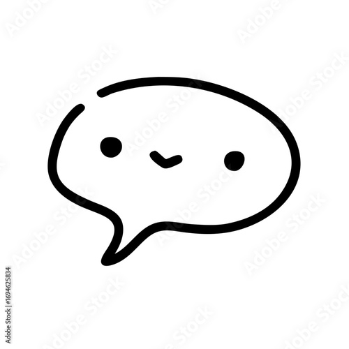 Cute Hand-Drawn Speech Bubble with Smiley Face - Communication Icon