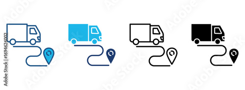 Deliver Icon Set With Multiple Styles. Vector Illustration