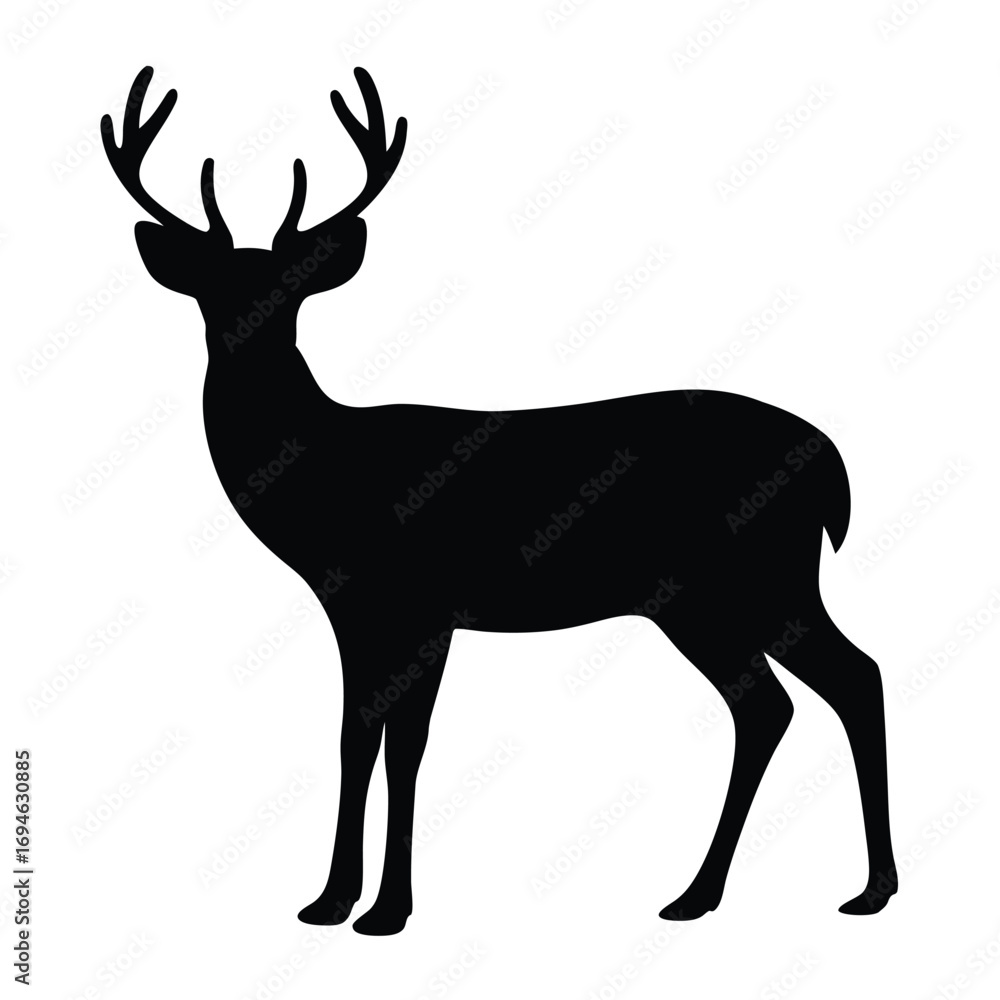 Fototapeta premium Isolated deer silhouette vector illustration for christmas design and wildlife projects vector art